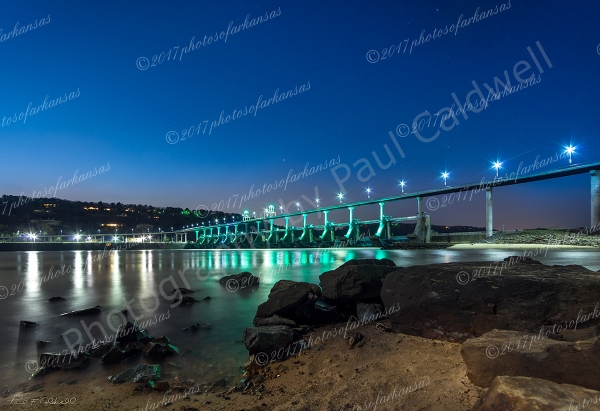 06 Big Dam Bridge At Night With Stars - Professional Featured Arkansas Photos photography by Paul Caldwell